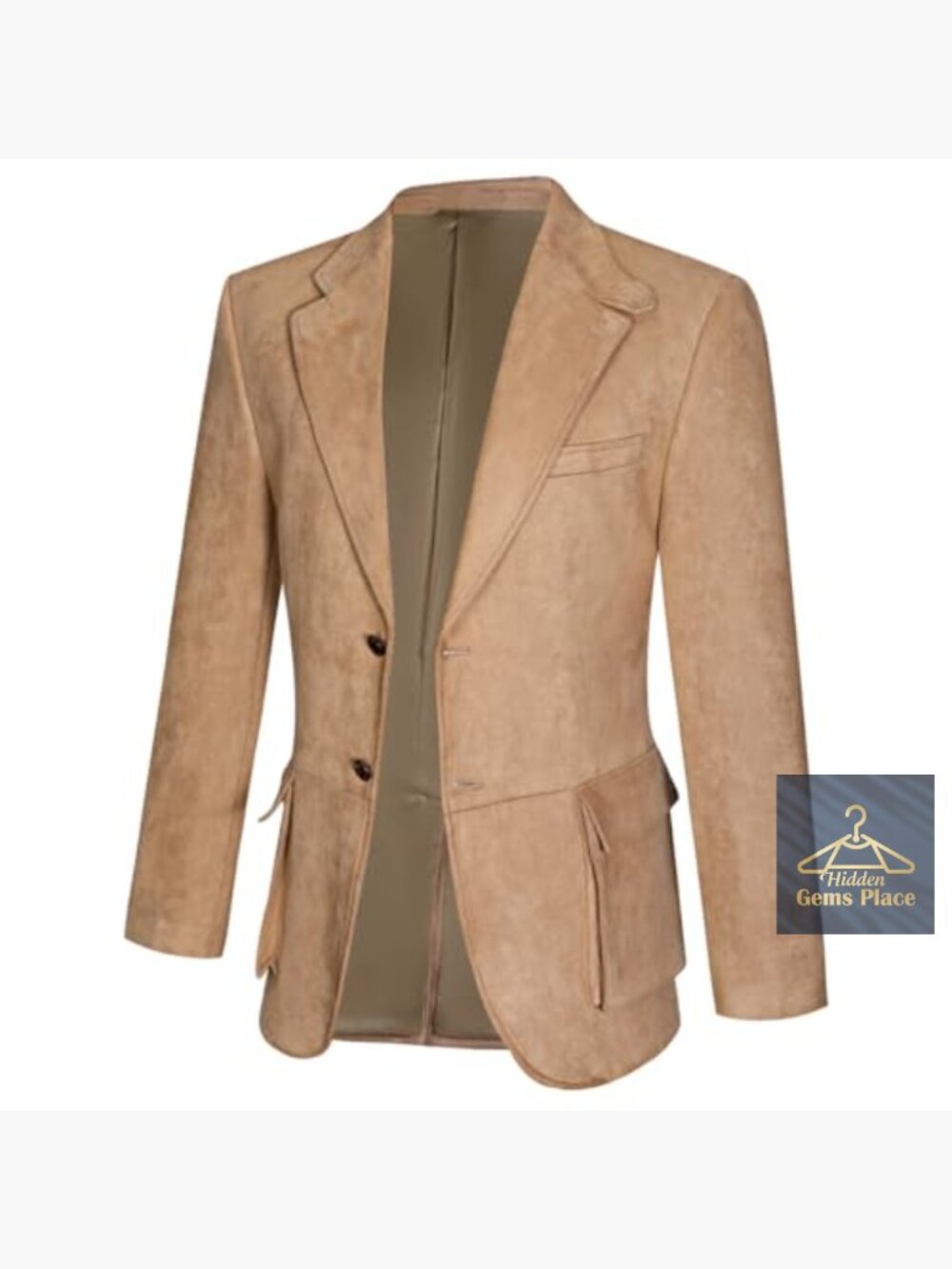 2 Button Suede Blazer Sport Coat for Wedding Dinner Party Slim Fit Men - Picture 2 of 6